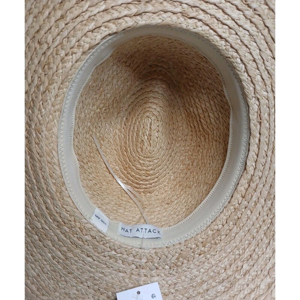 Hat Attack Raffia Continental Womens Hat SPF 50 Natural & Tobacco *NWT $172 - Picture 4 of 11